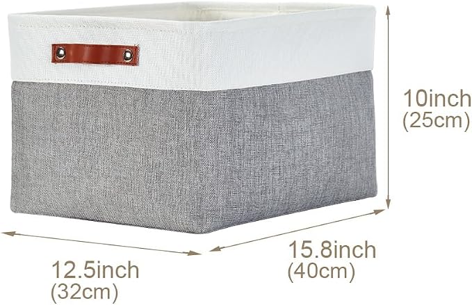 DECOMOMO Storage Bins, Extra Large Fabric Storage Baskets for Shelves 4Pack | 15.8 x 12.5 x 10 inches Decorative Linen Closet Organizers (Grey & White) - Image 5