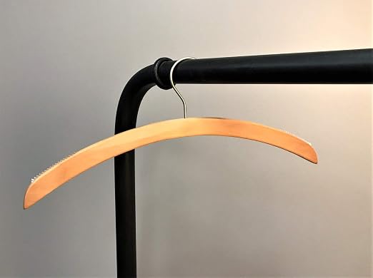 NAHANCO 40017HU Premium Retro-Style Wooden Shirt Hanger with Brushed Chrome Hook, Rounded Shoulders with Rubber Non-Slip Grippers, 16" Natural (Pack of 25) - Image 8