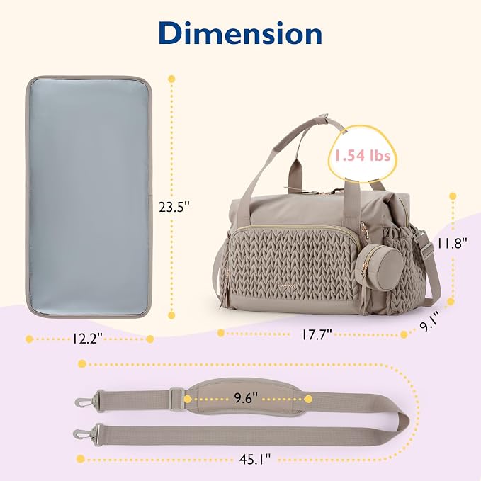 mommore Diaper Bag Tote Large Travel Baby Bag with Pacifier Case | Portable Changing Pad, Insulated Pocket & Stroller Strap, Baby Essentials Maternity Bag , Hospital Bag for Labor Delivery - Image 6