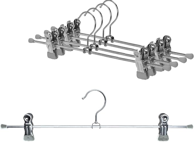 Mawa by Reston Lloyd Non Slip-Space Saving Clothing Hanger for Pant/Skirt with Two Non-Slip Clips, Style K/40D, 15.75", Set of 250, Silver by Mawa