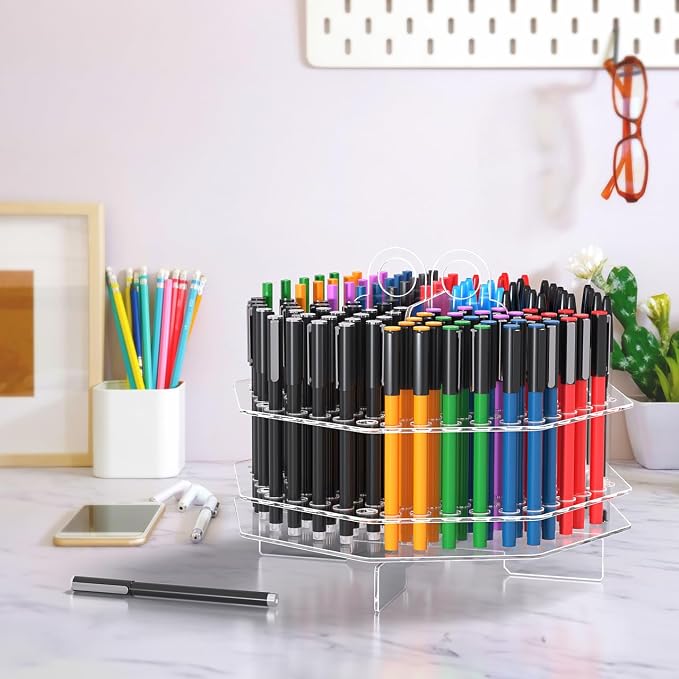 Marketing Holders 2 Pack 120 Slot Pen Holder Clear Acrylic Organizer Tabletop Display Color Pencils Makeup Brushes Utensils Office Art Studios Classroom Salons Stationary Display - Image 7