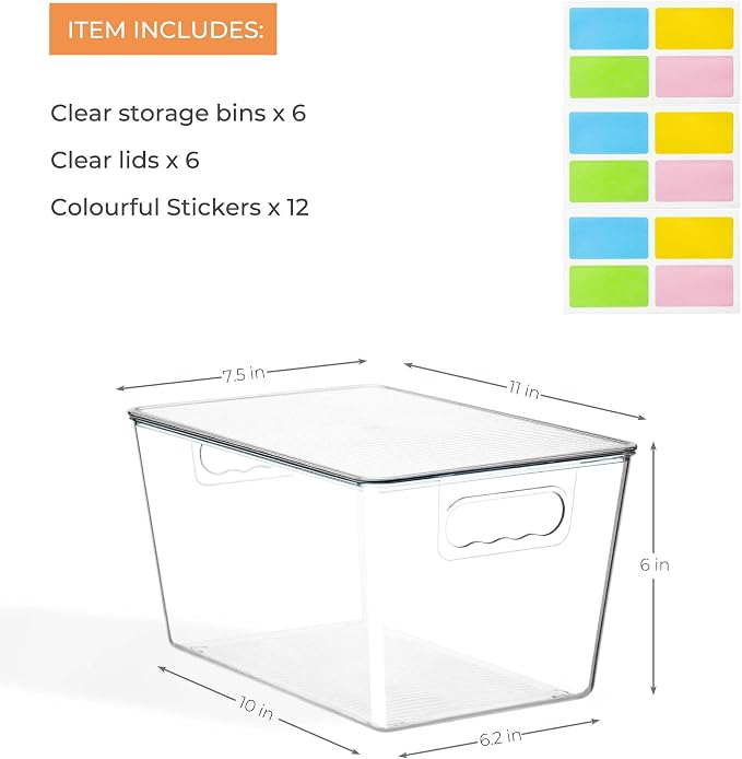 Clear Stackable Storage Bins, Plastic Toy Organizers and Storage with Lids, Toy Bins for Kids Organizer, Storage Container for Organizing for Playroom, Toy Storage Organizer Holds Toys(6) - Image 2