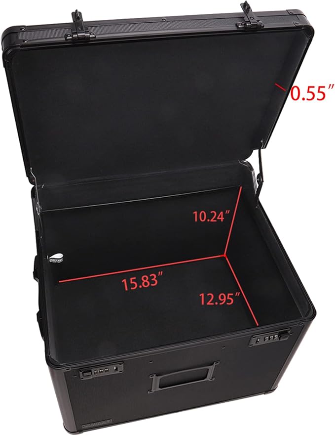 Vaultz Locking Mobile File Chest, Letter/Legal Size Storage Box, Black | Rolling filing chest storage for letter and legal size files, secure lock, compact 17.5x15.5x14.5 in black footprint - Image 3