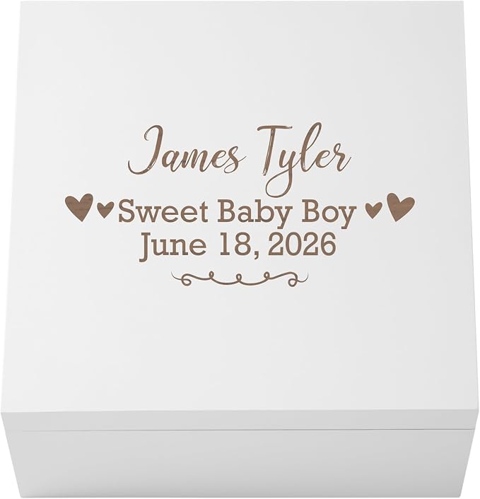 Let's Make Memories Personalized Keepsake Box for Newborn - Memento Storage - Memories Box - Baby Shower - Nursery Decor - 6" Hx12 Sq - Baby Love by LetsMakeMemories