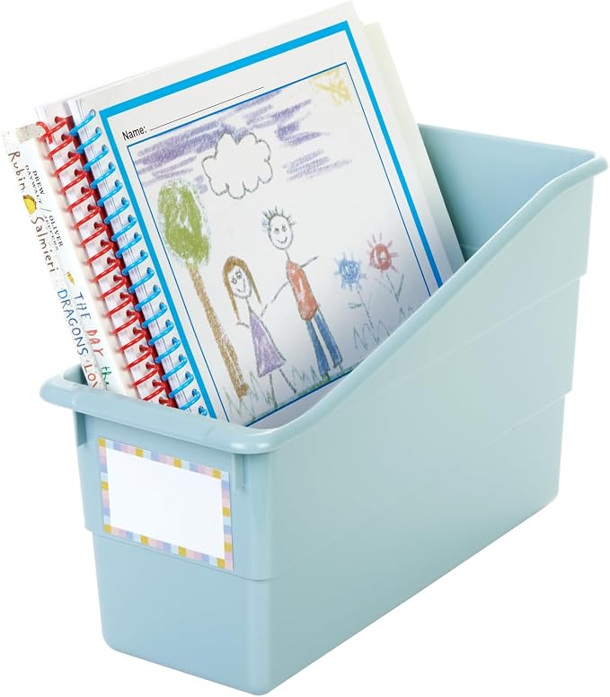 Really Good Stuff Durable Book & Binder Holders, Set of 6 Boho Colors | Plastic Storage Bins for Classroom & Office, File Folder Organizer, Magazine Holder, Book Display - Image 10