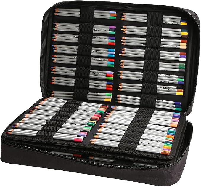 Lbxgap 480 Slots Colored Pencil Case w/Handle & Shoulder Strap | Large MultiLayer Watercolor Pen Bag w/Zipper Front Pocket for 480 Colored Pencils/320 Gel Pens to Artists, Painters - Image 2