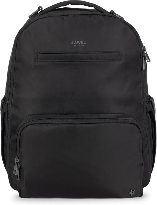 JuJuBe Classic Diaper Backpack Machine Washable Baby Travel Bag, Black Out | Portable Changing Pad, Stroller Straps & Large Travel Backpack for Bottles, Wipes, Diapers & Pacifiers by JuJuBe