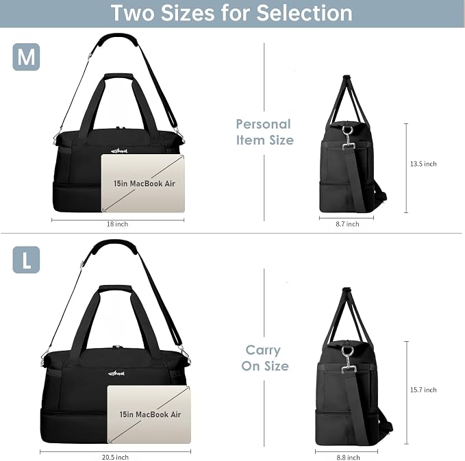 Gym Bag for Women, 45L Carry On Travel Duffel Bag with Shoes Compartment | Weekender Overnight Duffel Bag with Wet Pocket, Hospital Bag for Women Labor Delivery, Carry On Bag for Travel, Gym, Weekend - Image 6