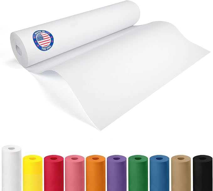 12" x 1200" (100 ft) Extra White Offset Kraft Paper Roll - USA-Made 50lb Premium Eco Paper, Brighter-Than-Standard White – Ideal for Packing, Wrapping, Arts & Crafts, School Projects by IDL Packaging by IDLPackaging