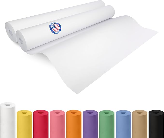 Extra White Offset Kraft Paper Roll 24" x 2160" (180 ft), 2-Pack – USA-Made 50lb Premium Eco Paper, Brighter-Than-Standard White – Ideal for Arts & Crafts, School Projects, Wrapping by IDL Packaging by IDLPackaging