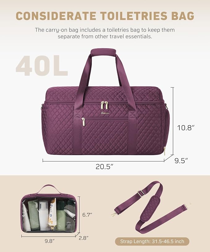 Weekender Bags for Women, Wide Open Large Travel Duffle Bag with Shoe Compartment, Overnight Carry on Bag Personal Item Travel Bag with Wet Pocket (Dark Purple) - Image 4