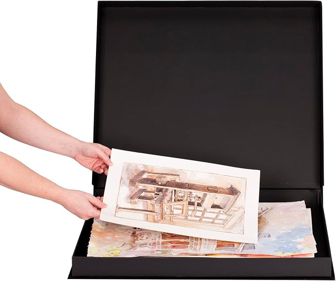 HG Art Concepts Eternity Archival Clamshell Photo Storage Box, Black - 8.5"x11" - For Storing Artwork, Photos & Documents, Deluxe Acid-Free, Sturdy & Lined With Archive-Quality Paper - Image 6