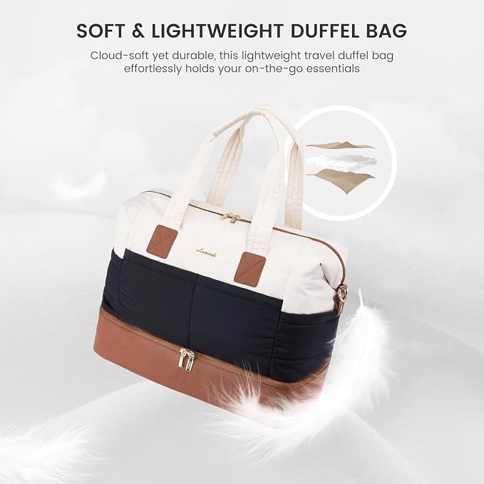 LOVEVOOK Travel Duffle Bag - Puffer Weekender Bags For Women with Shoe Compartment,40L Carry On Overnight Duffel Bags For Airplanes,Hospital Bag for Labor and Delivery,2Pcs - Image 4