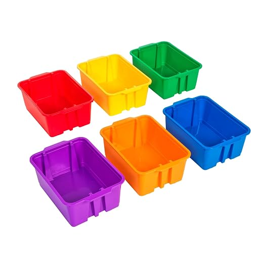 Really Good Stuff Classroom Stacking Bins, Set of 6 | 14" L x 10" W x 5.75" H - Image 3
