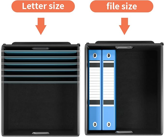 File Organizer Box with Lids, Collapsible File Folder Organizer | File Box with Plastic Slides for Document, Filing Bin for Letter Size Hanging File Folders (1 Pack, Reddish Organge) - Image 3