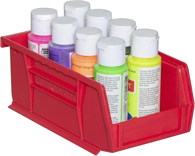 Akro-Mils 30220 AkroBins Plastic Storage Bins, 7"x4"x3", Red, 24-Pack | Space-Saving Stackable Bins for Garage, Pantry, Craft Organization - Image 8