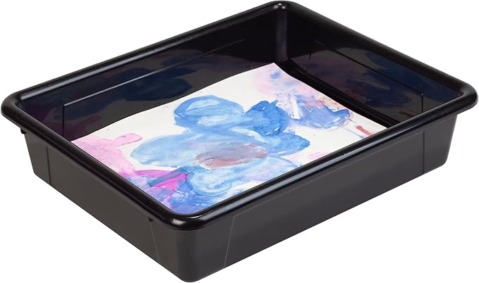 Storex Letter Size Flat Storage Tray – Organizer Bin with Non-Snap Lid for Classroom, Office and Home, Black, 5-Pack (62535A05C) - Image 6