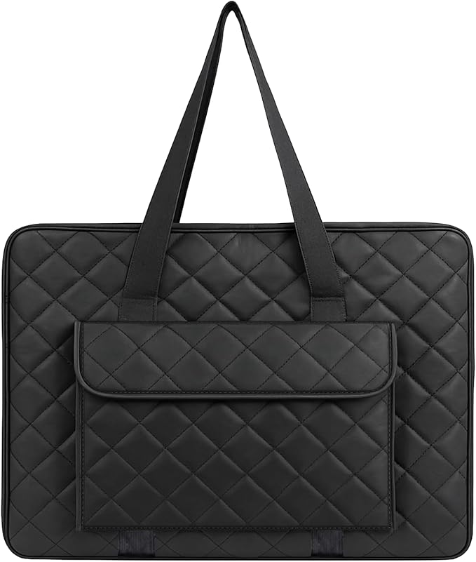 JJRING 18x24 Quilting Canvas Art Portfolio Case Bag, Black | Lightweight Portable Storage Case For Posters, Artwork, Drawing & Sketching Boards by JJRING