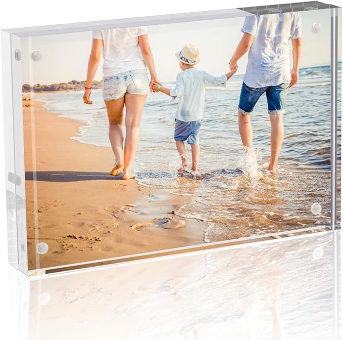 8x10 Acrylic Frame 1 Pack,24MM Thicker Frameless Clear Picture Frames | Freestanding Double Sided Magnetic Picture Frame,Acrylic Picture Frames for Desktop Display with Microfiber Cloth,Gift Ideal by TwingRepublic