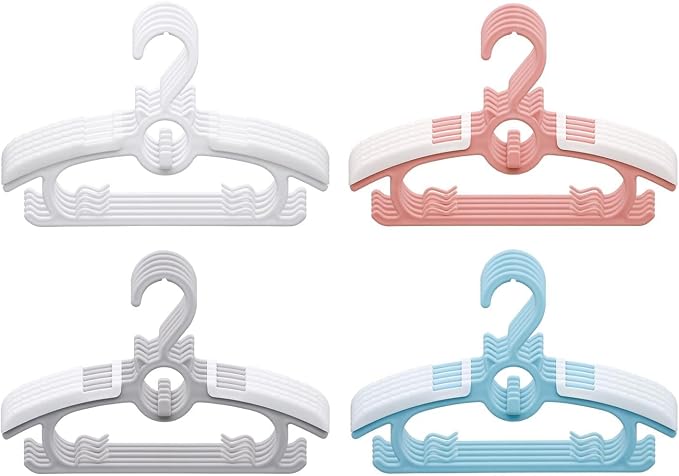 Baby Closet Hangers,20Pack Space Saving Kids Hangers | Colorful Non-Slip Toddler Clothes Hangers 11-14" Adjustable Plastic Infant Hangers For Girl Boy Toddler Kids Child. by Gencuoir