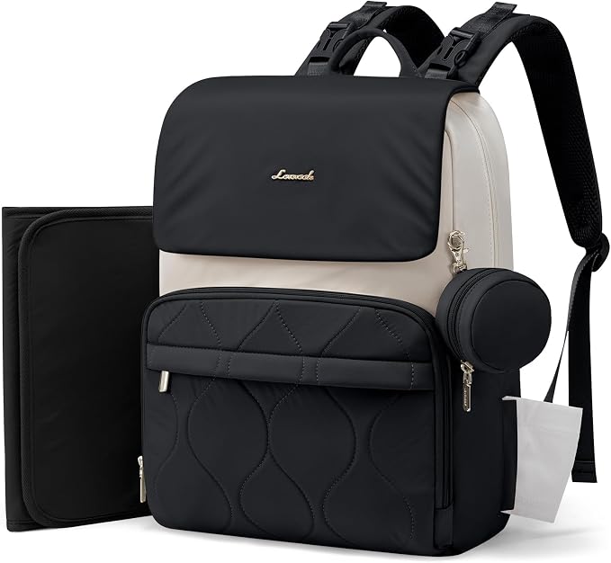 LOVEVOOK Diaper Bag Backpack, Baby Travel Bags for Boys & Girl, Toddler Waterproof Diaper Bag w/Changing Pad (Black, 15.6''-Small) by LOVEVOOK