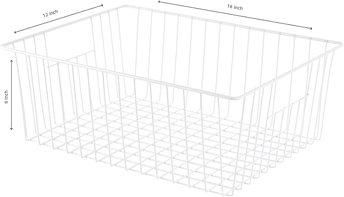 Upright Freezer Organizer Bins， Freezer Baskets for 16, 17, 21 cu.ft Standup Freezer, Wire Storage Baskets with Built-in Handles for Frozen Foods, Snacks, Vegetables, Fruits and More, Set of 4 , White - Image 2