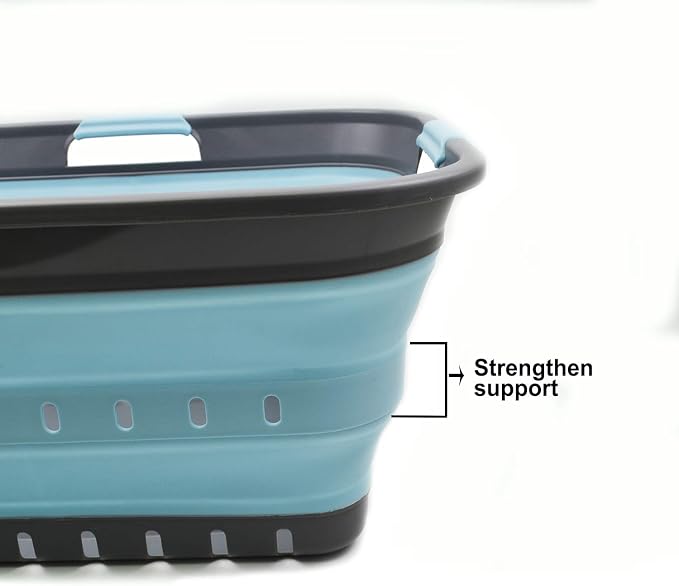SAMMART 42L (11 gallon) Collapsible Plastic Laundry Basket - Foldable Pop Up Storage Container/Organizer - Portable Basket - Space Saving Hamper/Basket (2, Grey/Sea Angel) - Image 5
