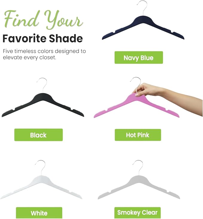All Hung Up Hangers Slim Plastic Clothes Hangers, Space-Saving Design with Non-Slip Grip, Durable for Everyday Use, Black, 36 pcs - Image 4