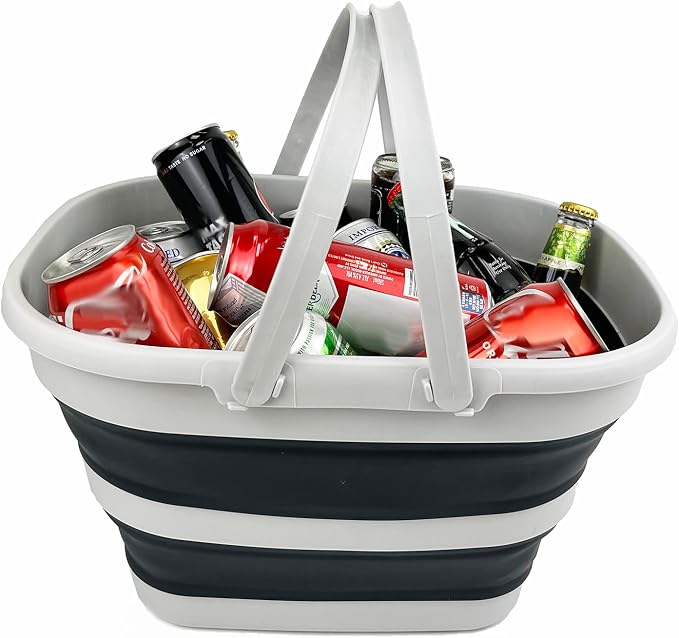 SAMMART Collapsible Tub with Handle 17L (4.5 Gallons) Set of 2 - Portable Picnic Basket/Crate - Foldable Storage Container for Dishes Washing, Camping and Home - Image 7