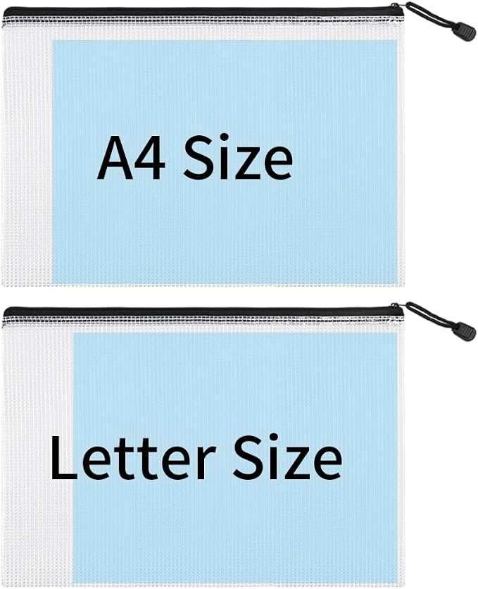 EOOUT 24pcs Mesh Zipper Pouch Bags, Plastic Zipper Bag for Organizing 13.5x9.5 Inches Letter Size, A4 Size, for Office Supplies - Image 3