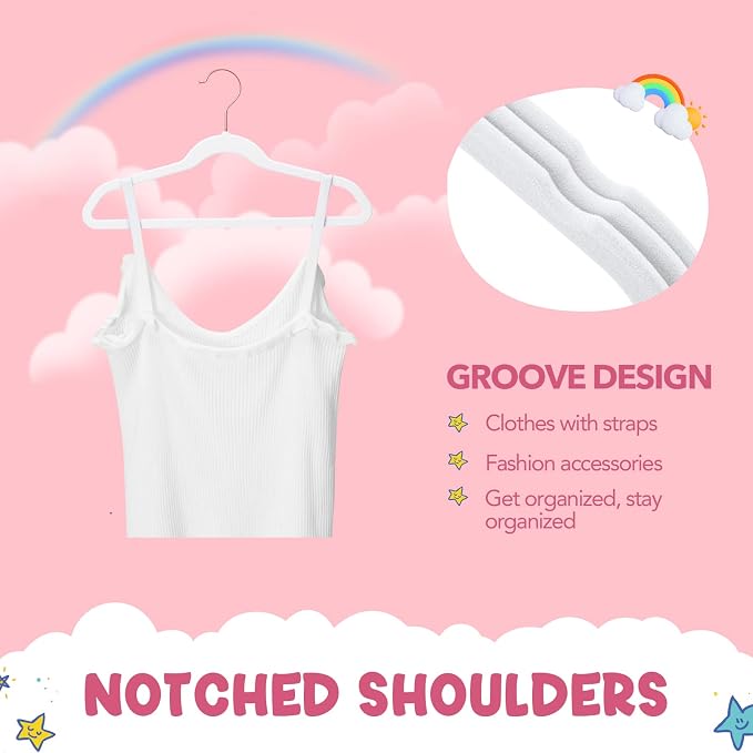 HOUSE DAY Velvet Kids Hangers 120 Pack, Premium Children Hangers for Closet | White Ultra Thin Cute Kids Clothes Hanger, Small Non Slip Felt Hanger 14 Inch for Toddler Clothes +360° Swivel Rose Gold Hook - Image 4