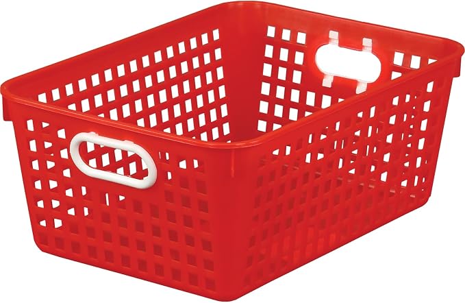 Really Good Stuff Large Plastic Book Baskets, 13.25" by 10" by 5.5"-12-Pack | Red, Classroom Library Organizer, Storage, Multi-Purpose Organizer Basket - Image 3