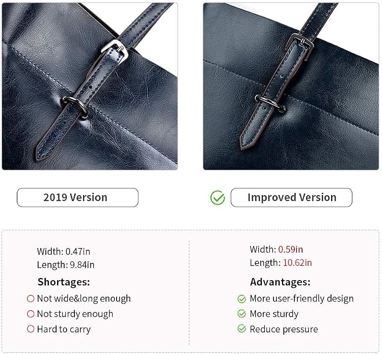 Kattee Vintage Genuine Leather Tote Shoulder Bag for Women | Genuine leather tote with adjustable straps, 7 pockets, and room for a 14-inch laptop, ideal for work and travel. - Image 6