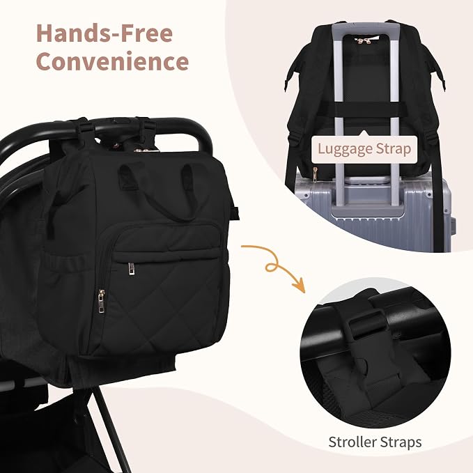 CEI-CEI Diaper Bag Backpack for Mom and Dad, Puffer Baby Bag Backpack with Insulated Pocket, Water-Resistant, Unisex Travel Backpack with Changing Pad & Stroller Straps - Image 7