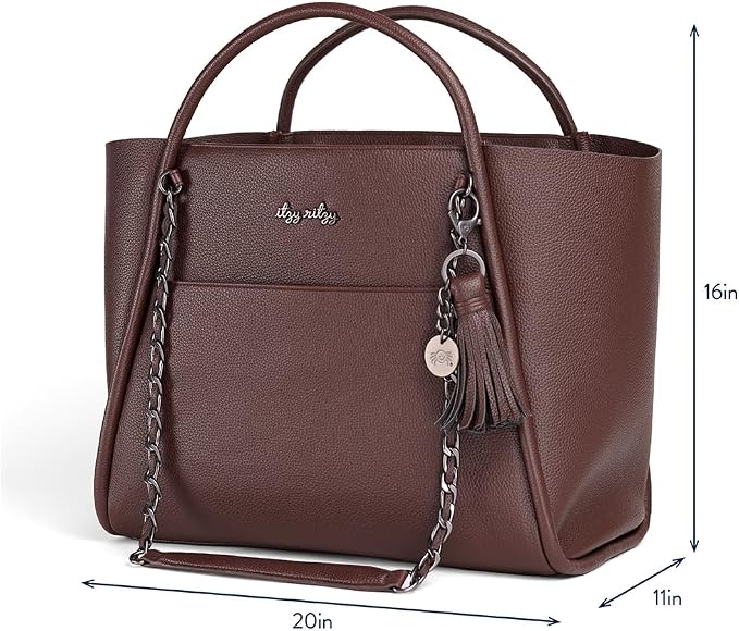 Itzy Ritzy Boss Tote Diaper Bag, Vegan Leather with Changing Pad | Includes Stroller Straps, 4 Pockets, Removable Tassel & Spacious Interior for Stylish Organization of Baby Essentials & More - Image 9