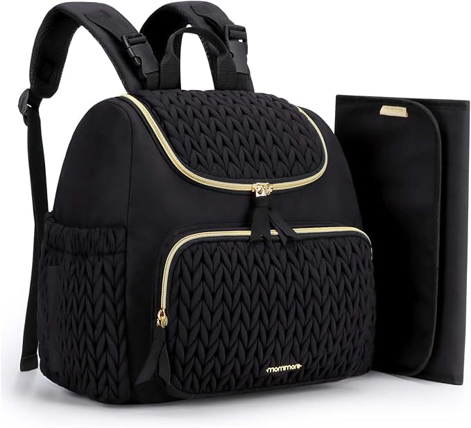 mommore Diaper Bag Backpack, Stylish Mini Baby Bag with Changing Pad | Insulated Pockets & Stroller Straps Small Diaper Backpack Compact Maternity Bag for Baby Essentials, Hospital & Daily Work by mommore