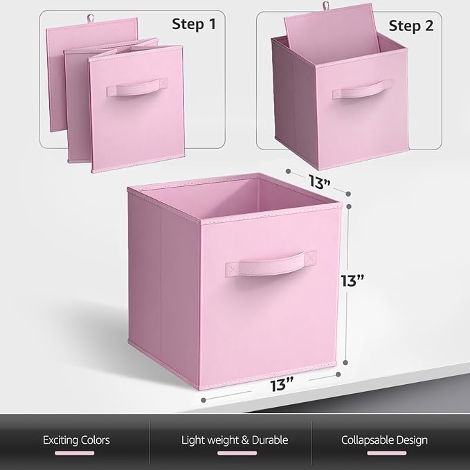 Sorbus 13 Inch Storage Bins - Sturdy Collapsible Fabric Storage Cubes with Handle - 12 Foldable Baskets for Organizing Clothes, Toys, Books - Storage Baskets for Shelves, Closets - Image 2