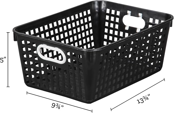 Really Good Stuff Large Plastic Storage Baskets with Handles - 6 Pack | 13.75" x 9.75" x 5", Neon Group Colors, for Books & Supplies, Organize Classroom & Home - Image 2