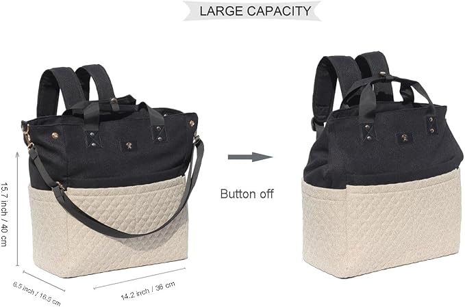 Diaper Tote Bag Totepack Backpack Crossbody Bag 3 in 1 for Women Laptop Backpack Multifunctional with Insulated Pockets - Image 2