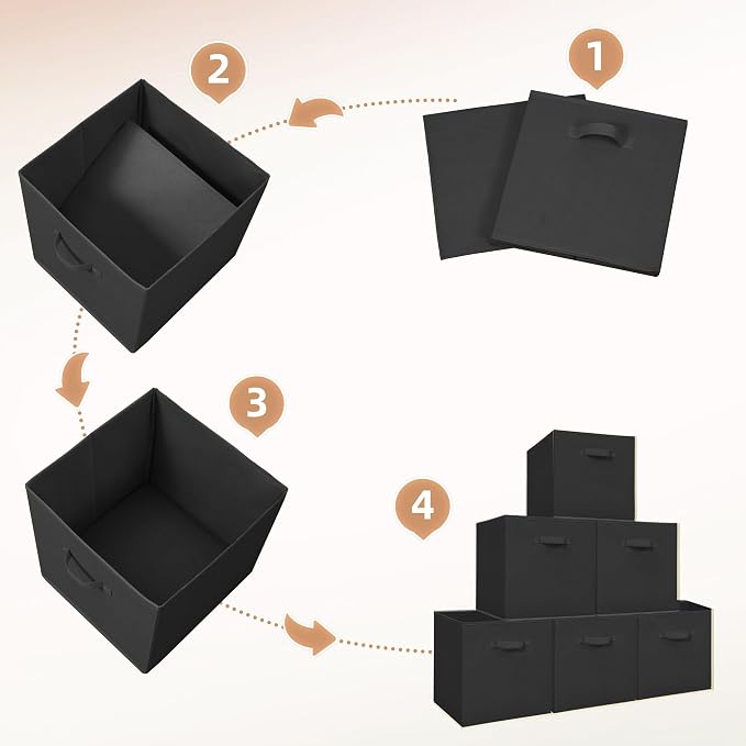 STORAGE MANIAC Storage Cubes, 13 Inch Collapsible Storage Bins with Handles, 4 Pack Fabric Foldable Bins for Organization, Durable Storage Bins for Closet, Shelves, Offices, 4-Pack Black - Image 6