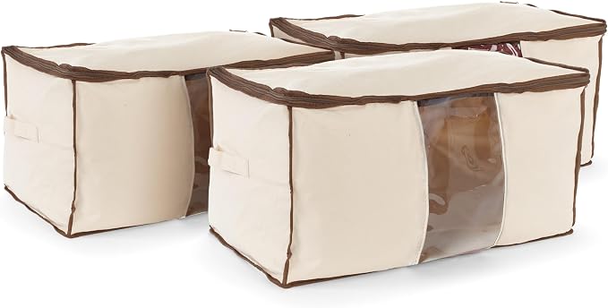 Covermates Canvas Storage Bag for Blankets, 29" W x 17" D x 16" H, Natural | label window, zipper closure, carrying handles, 3-year warranty by Covermates