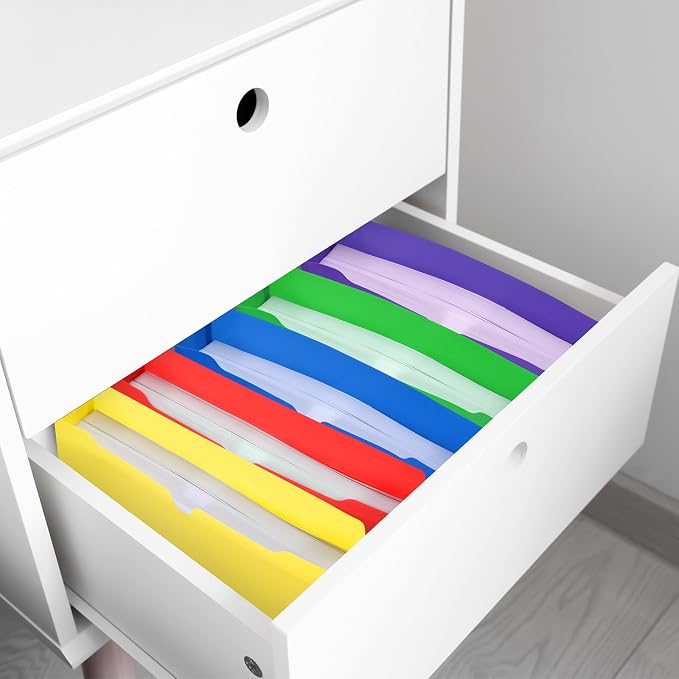 Dunzoom 50 Pack File Jackets Letter Size 2 Inch Stylish Expansion Manila Plastic File Folders Expandable Heavy Duty Reinforced Straight Cut Tab Expandable Document Jacket for Office - Image 5