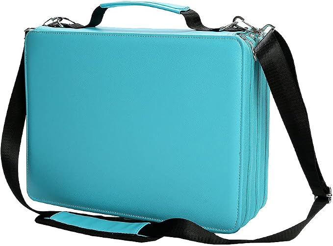 Marker Pen Organizer Case 168 Slots w/Handle & Shoulder Strap | 3-Layer Zipped Pencil Pouch PU Leather w/Open Front pocket for Gel Pen Markers to Artists, Painters by Lbxgap