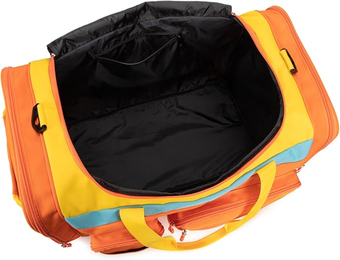 Large Kids Duffle Bag for Travel, Overnight or Weekend, Orange | Roomy Size: 22.0"L x 12.0" H x 12.0"W, Made of Thick Polyester Fabric - Image 4