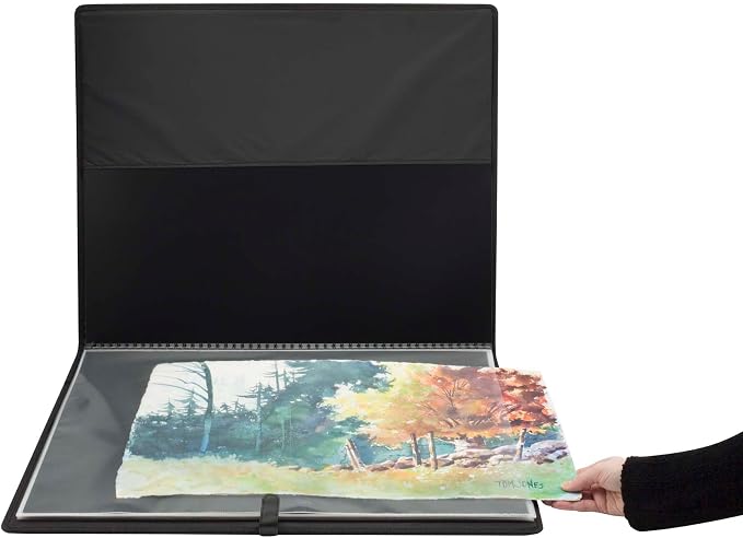 Picturesque Pro Presentation Case- Professional Art Portfolio Folder for Artwork up to 18x24- Zippered Case - Archival Storage Solution w/One Removable Spiral-Bound Refill Book of 20 Clear Sleeves - Image 2