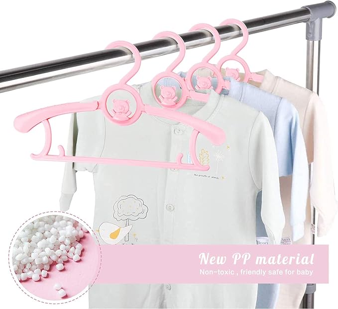 Kid Clothes Hangers 20 Pack, Plastic Baby Hangers Space Saving for Closet | Pink Hanger for Toddler Girl, Lightweight Anti-Slip Cascading Adjustable Children Infant Hangers, Ganchos para Ropa de Bebe - Image 8
