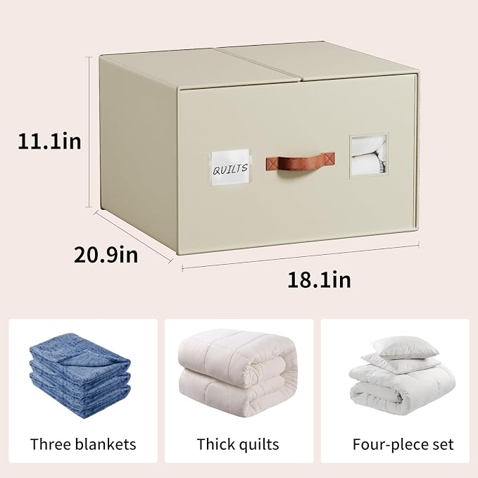 EE-RoomWorld 2 Pack Large Blankets Storage Bags, king&queen size comforter Organizers with Reinforced Walls ，Foldable 21"x18"x11" Space-Saving Design for Bedding Storage & sheet storage - Image 2