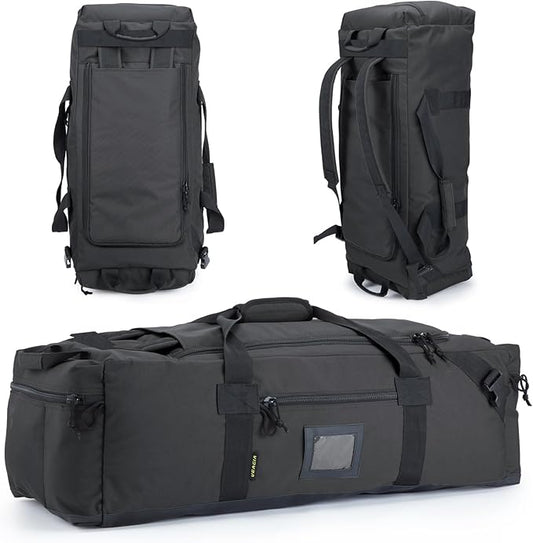 105l Large Duffel Bag For Travel, Gym & Sports - Water Repellent Polyester, Hidden Straps, Shoe Compartment - Perfect Luggage Duffle Bag Or Backpack For Men & Women by Focusedonquality