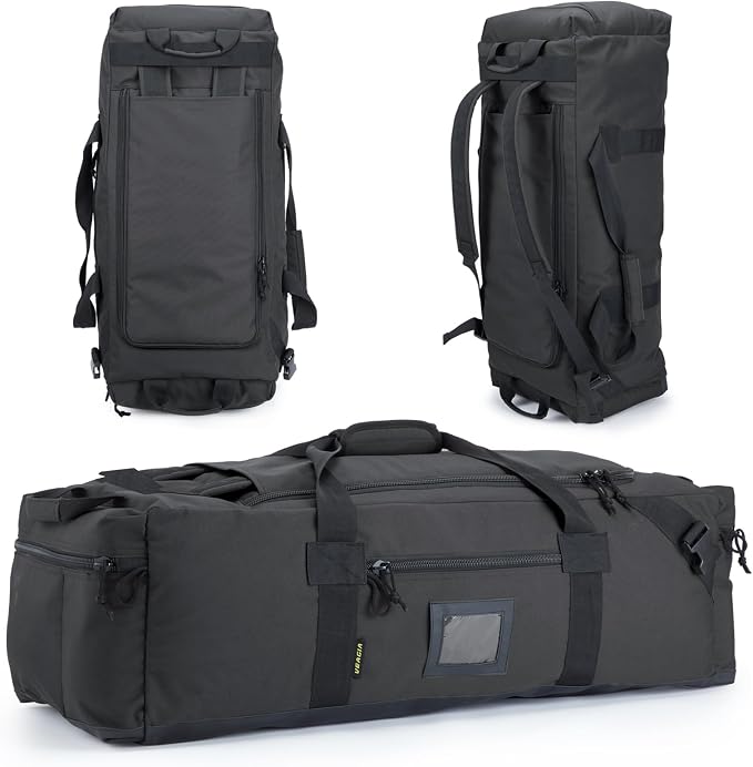 105l Large Duffel Bag For Travel, Gym & Sports - Water Repellent Polyester, Hidden Straps, Shoe Compartment - Perfect Luggage Duffle Bag Or Backpack For Men & Women by Focusedonquality