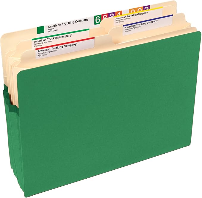 Smead File Pocket, Straight-Cut Tab, 3-1/2" Expansion, Letter Size, Green, 25 per Box (73226) - Image 4